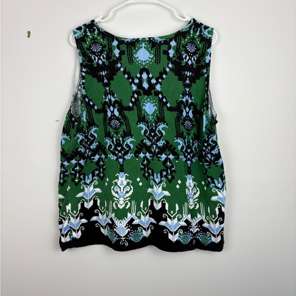 Chico's Linen/Cotton Green Patterned Sleeveless Top Size 4 (XXL) - Picture 7 of 8